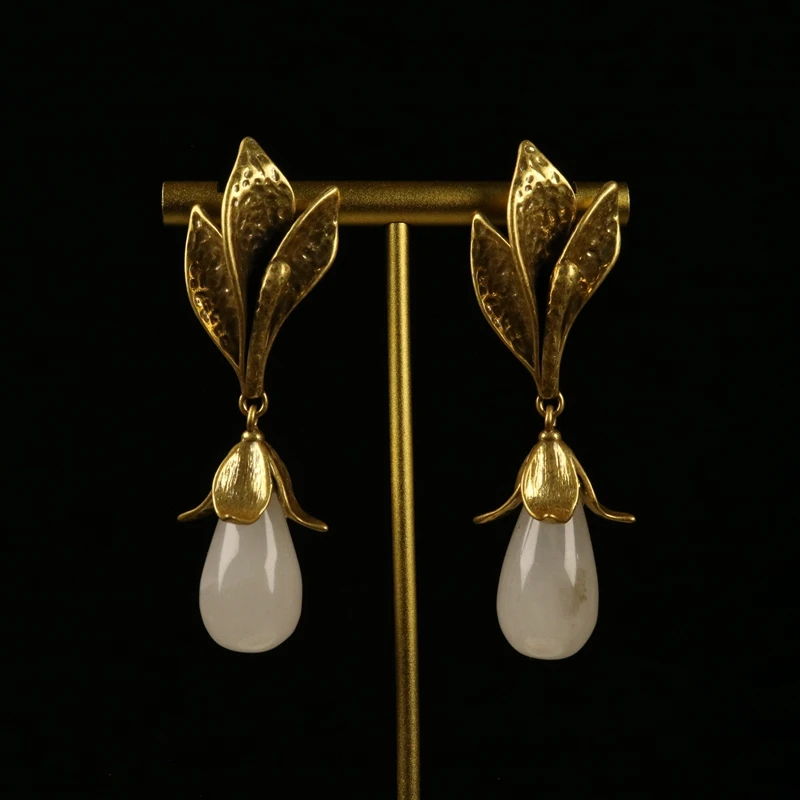 Green White Stone Vintage Earrings Stud Summer Accessories Pendientes For Female