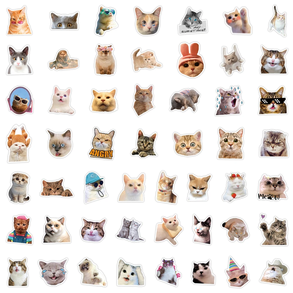 100 قطعة لطيف القط الرمزية الرموز التعبيرية ملصقات لحقيبة التزلج المحمول الأمتعة الثلاجة الهاتف سيارة التصميم ملصق