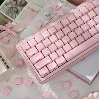 Teclas Jelly Side con diseño de cristal de hielo rosa, perfil MAO para teclados mecánicos Cherry MX 61 68 104, teclas con forma de gatito, 119 teclas