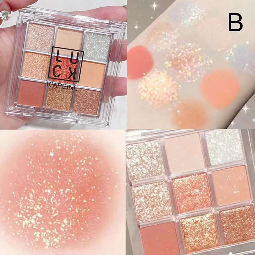 9-Farben-Lidschatten-Palette Diamant Perlglanz Matte Schatten Kosmetik Schimmer Augen Make-up Augenkontur Charmante Augen D5R6