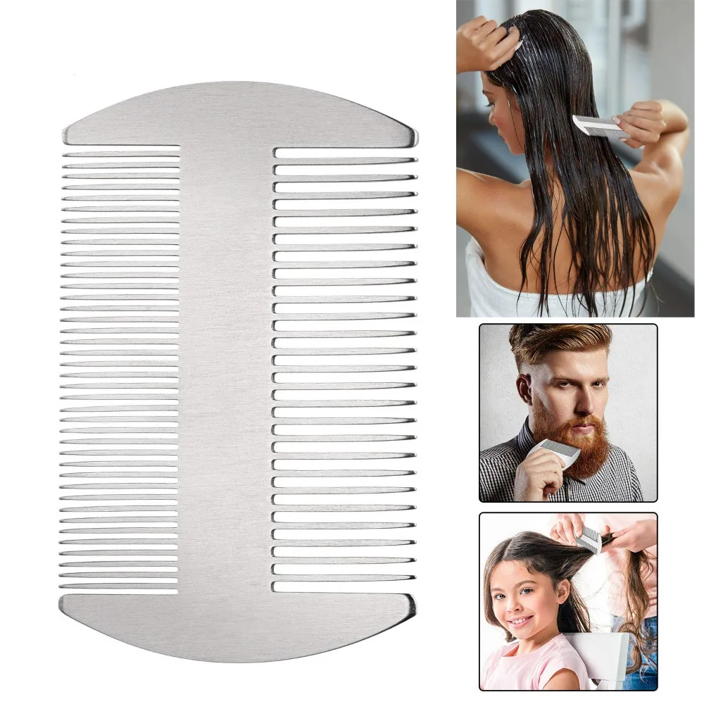 

Dual Action Stainless Steel Comb Wallet Pocket Anti-Static Hair Brush Combs Mustache Credit Card Size Beard Comb For Man