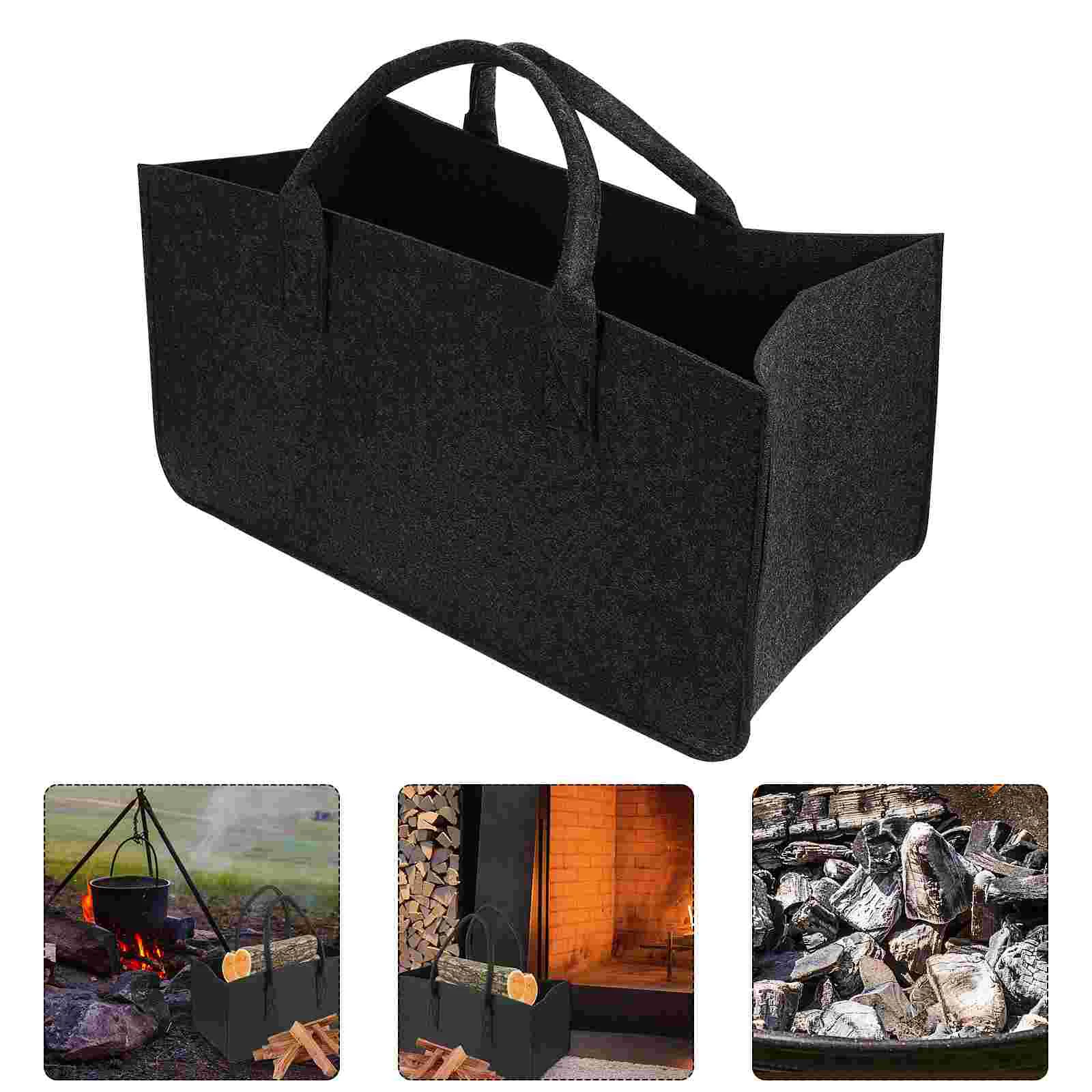 1 Pc Felt Storage Pouch Convenient Firewood Storage Bag for Outdoor felt firewood bag firewood basket