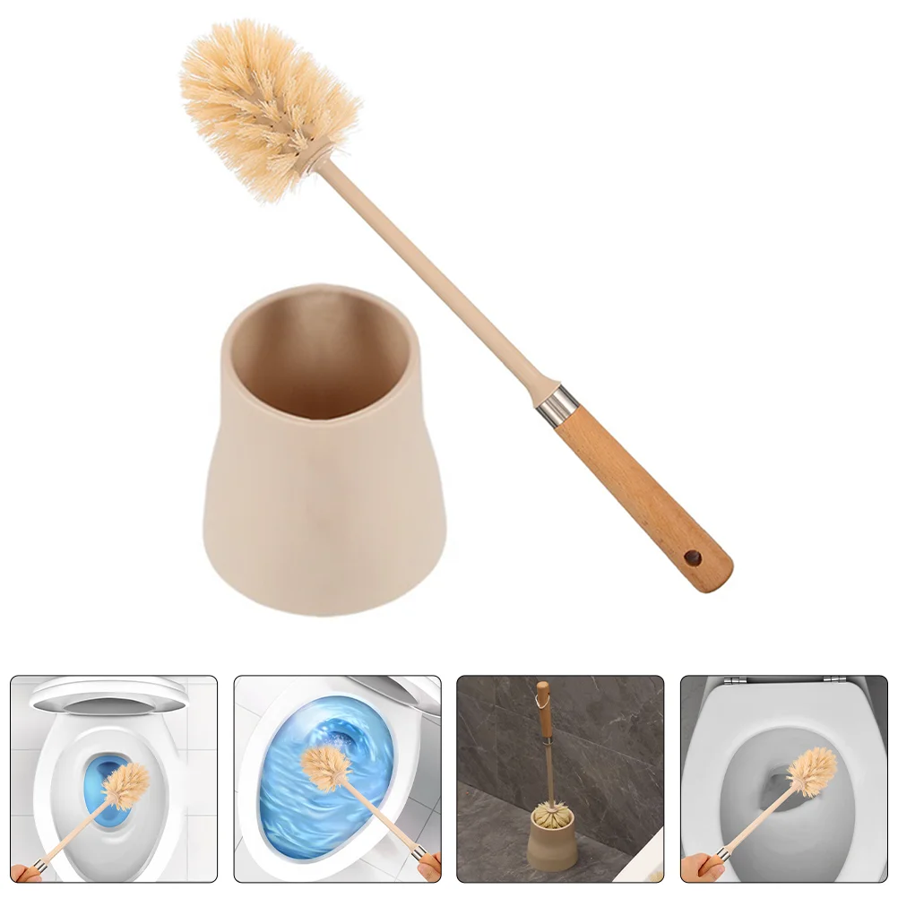 Toilet Cleaning Brush Set Bowl Cleaners Bathroom Wooden Small Holder Long Handled Brushes Bottle Decor Creative