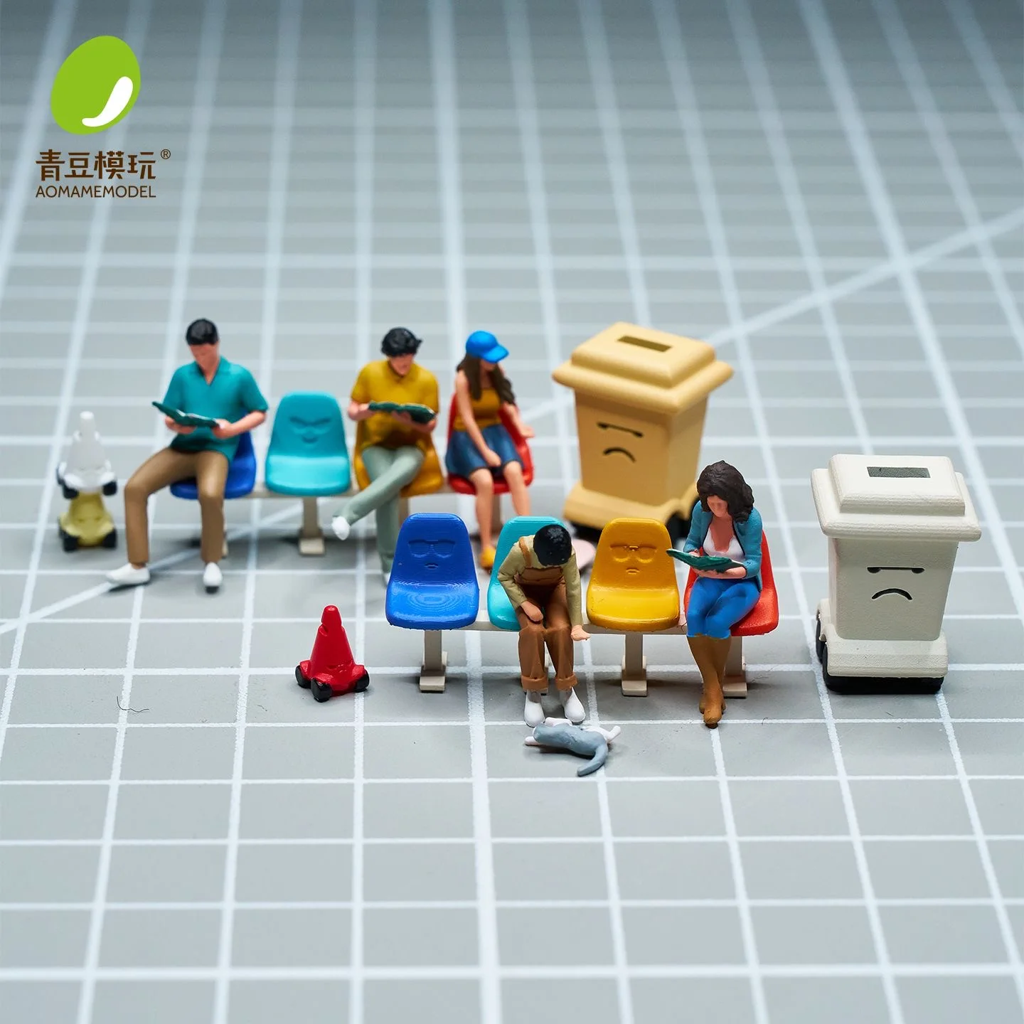 

1:64 Road traffic facilities, road barriers, seats, 1/64 miniature scale puppet model of a scene