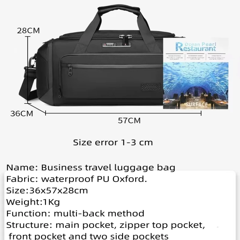 Waterproof Men\'s Handbag with Anti-theft Lock Large-capacityTravel Shoulder Messenger Bag Dry-wet Separation Fitness Bags