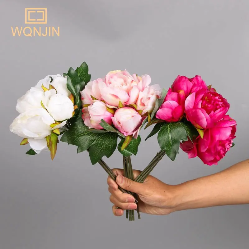 6 Teile/los Seide Künstliche Pfingstrose Bouquet Blumen Dekoration Rosa Rot Weiß Künstliche Gefälschte Pfingstrosen Blumen Hause Dekoration – Detail 1