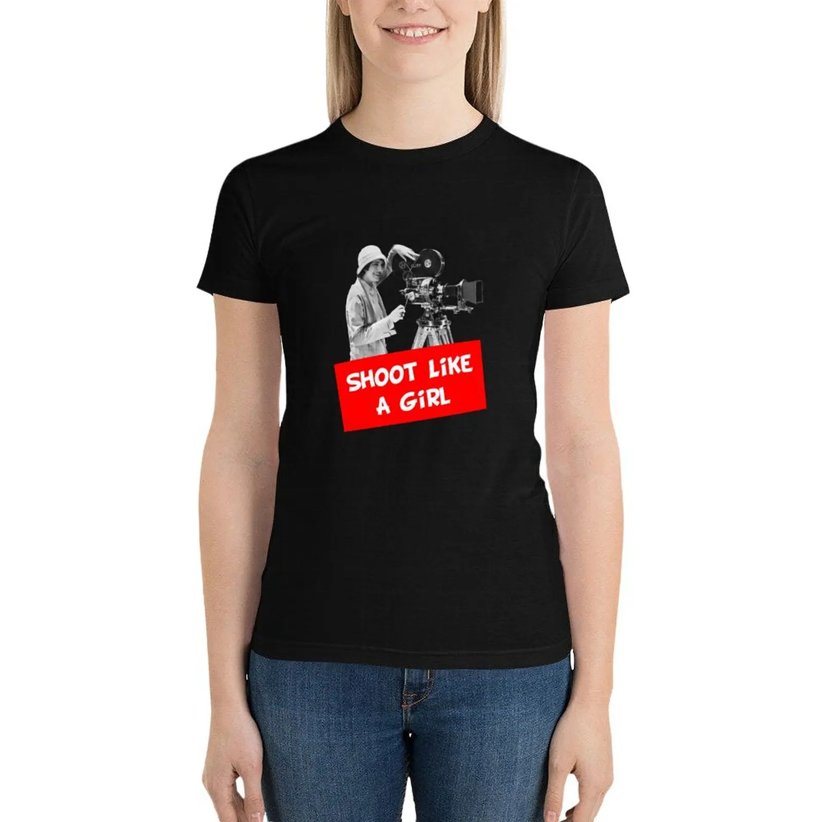 

Shoot Like a Girl Filmmaker T-Shirt vintage clothes summer top summer tops Women's tee shirt