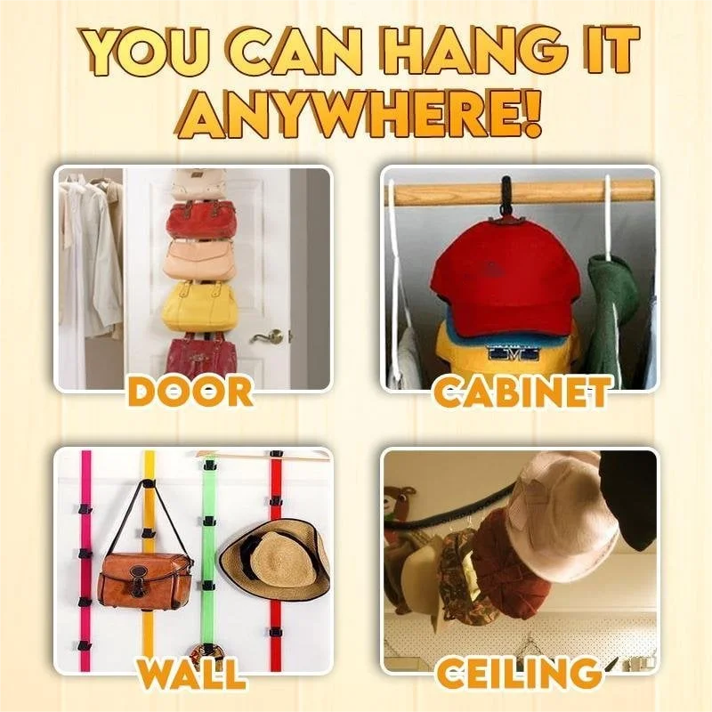 Adjustable Rear Door Hook Hat Bag Clothes Organizer Hanging Cap Rack Adjustable Cap Rack Door Back Hat And Bag Hook Holder