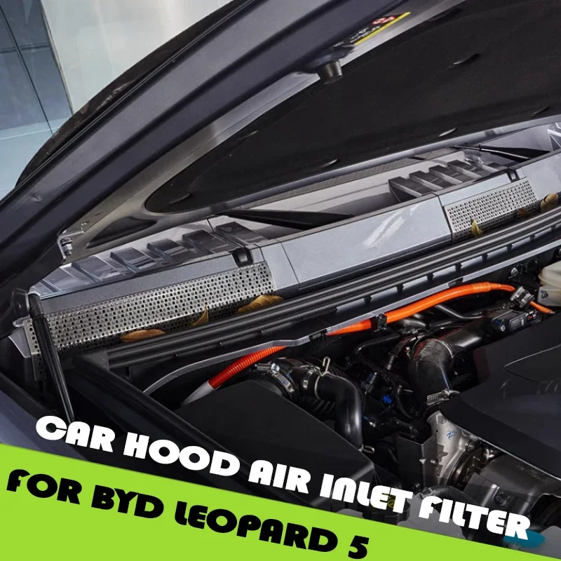 

Воздухозаборный фильтр на капоте автомобиля, подходит для BYD Leopard 5, модифицированный автомобильный двигатель, антиблокирующая пылезащитная металлическая крышка, детали для обновления автомобиля