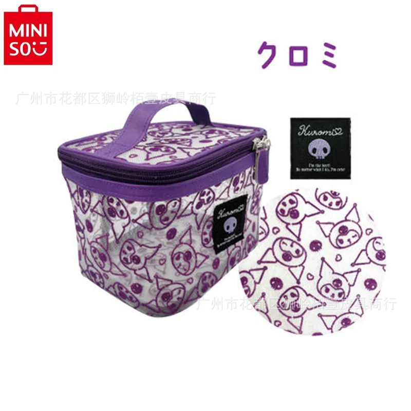 MINISO 2024 Cute Cartoon Kuromi Fashion High Quality Mesh Handbag for Women Large Capacity Lightweight Storage Makeup Bag