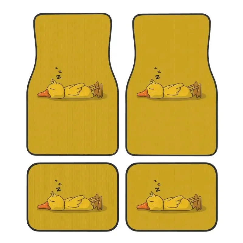 

Cute Yellow Cartoon Duck Car Floor Mats Set 4 Pcs Non Slip Front and Rear Foot Mats Carpets Universal Car Accessories Decoration