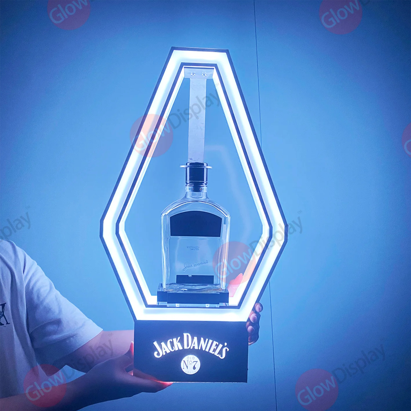 

Bespoke LED Jack Daniels Whisky Bottle Presenter Neon Vodka Whiskey Glorifier Display Stand Wine Rack Champagne Holder Nightclub