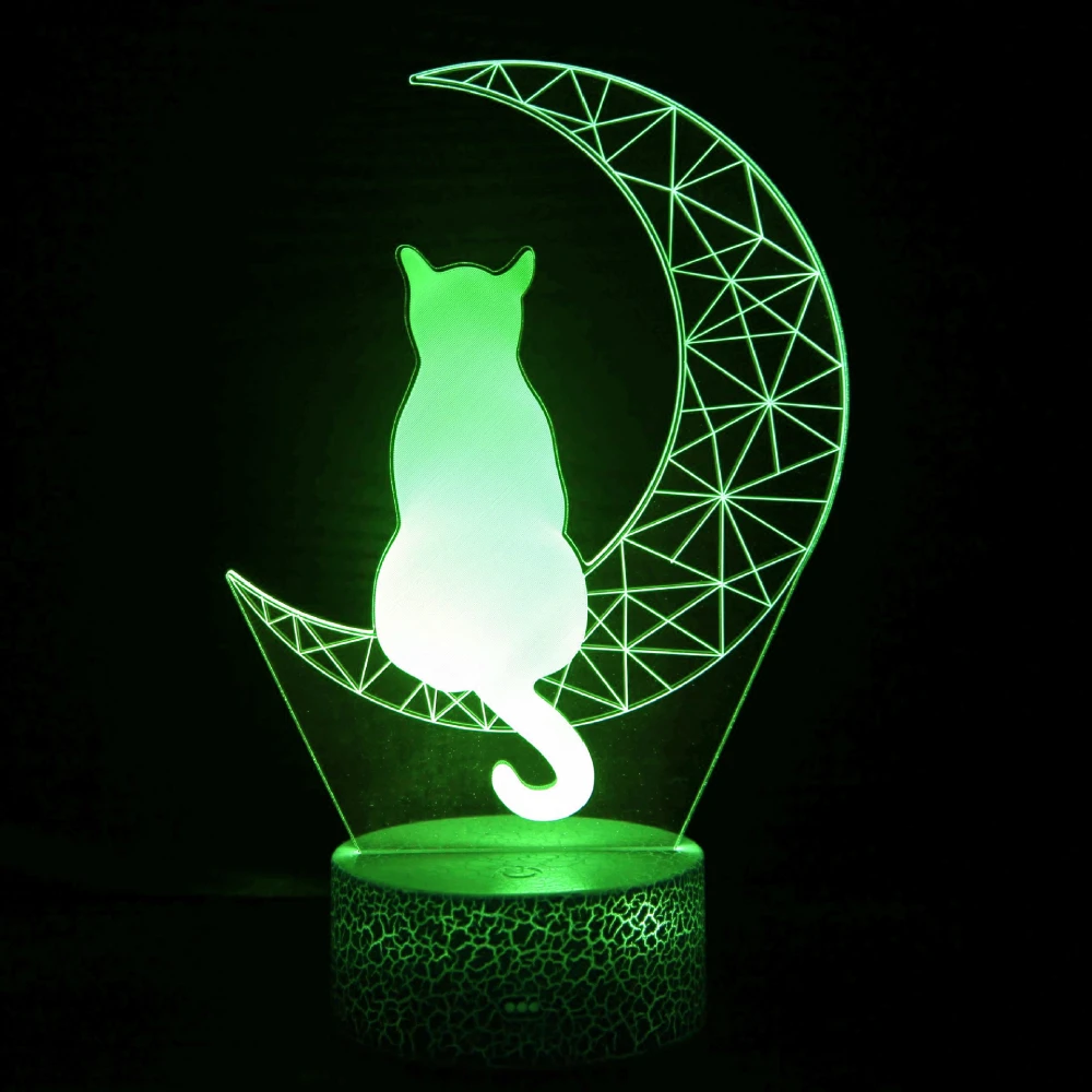 Nighdn 3D Acrylic Led Night Light Moon Cat Night Lamp Child Nightlight Bedroom Sleep Lights Gift for Home Decor Table Lamps