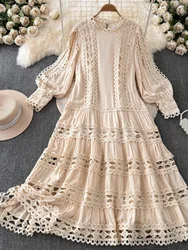 Summer Autumn Long Sleeve Embroidery Lace Prom Evening White Dress Women Elegant Maxi Bridesmaids Party Dresses Lady