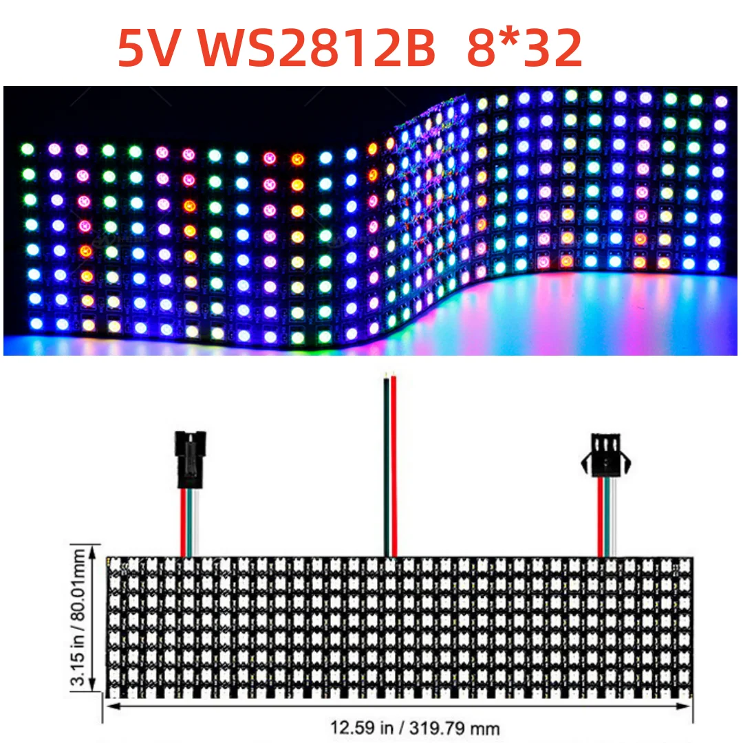 Elastyczny pasek LED DC5V WS2812B 8x8 16x16 8 8x32 Pixel Panel Panel z matrycą matrycy indywidualnie adresowany wyświetlacz RGB moduł tablicy