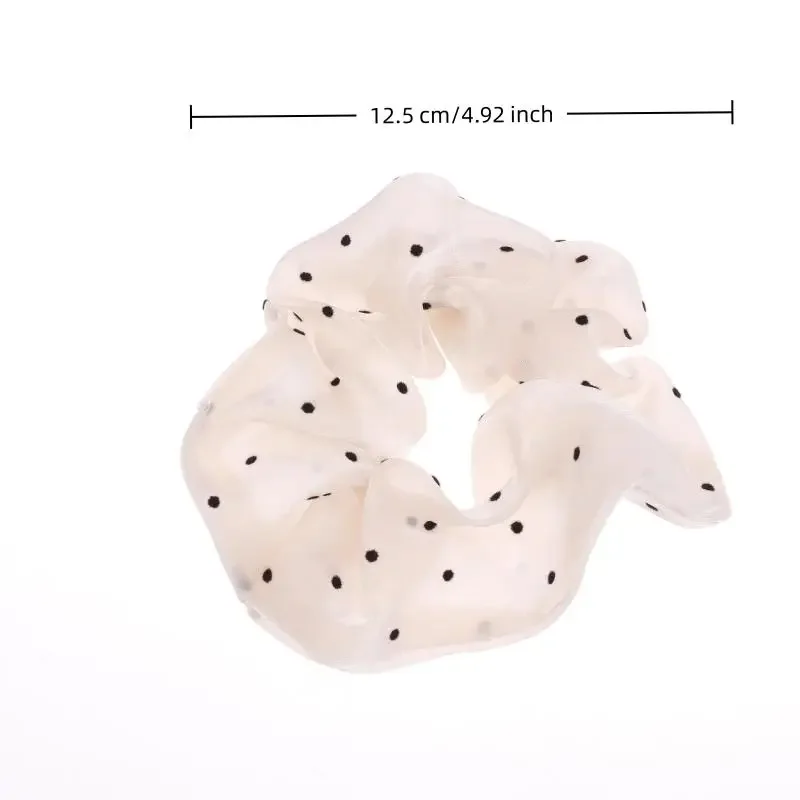 النساء المتضخم Scrunchies موضة نقطة نقطة شبكة الشعر حبل كبير النسيج مطاطا رباط شعر ذيل حصان حامل أغطية الرأس #6