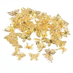 Mixed Gold Butterfly Filigree Wraps Connectors For Making Jewelry Findings DIY Scrapbook Home Decor Metal Crafts Embellishments