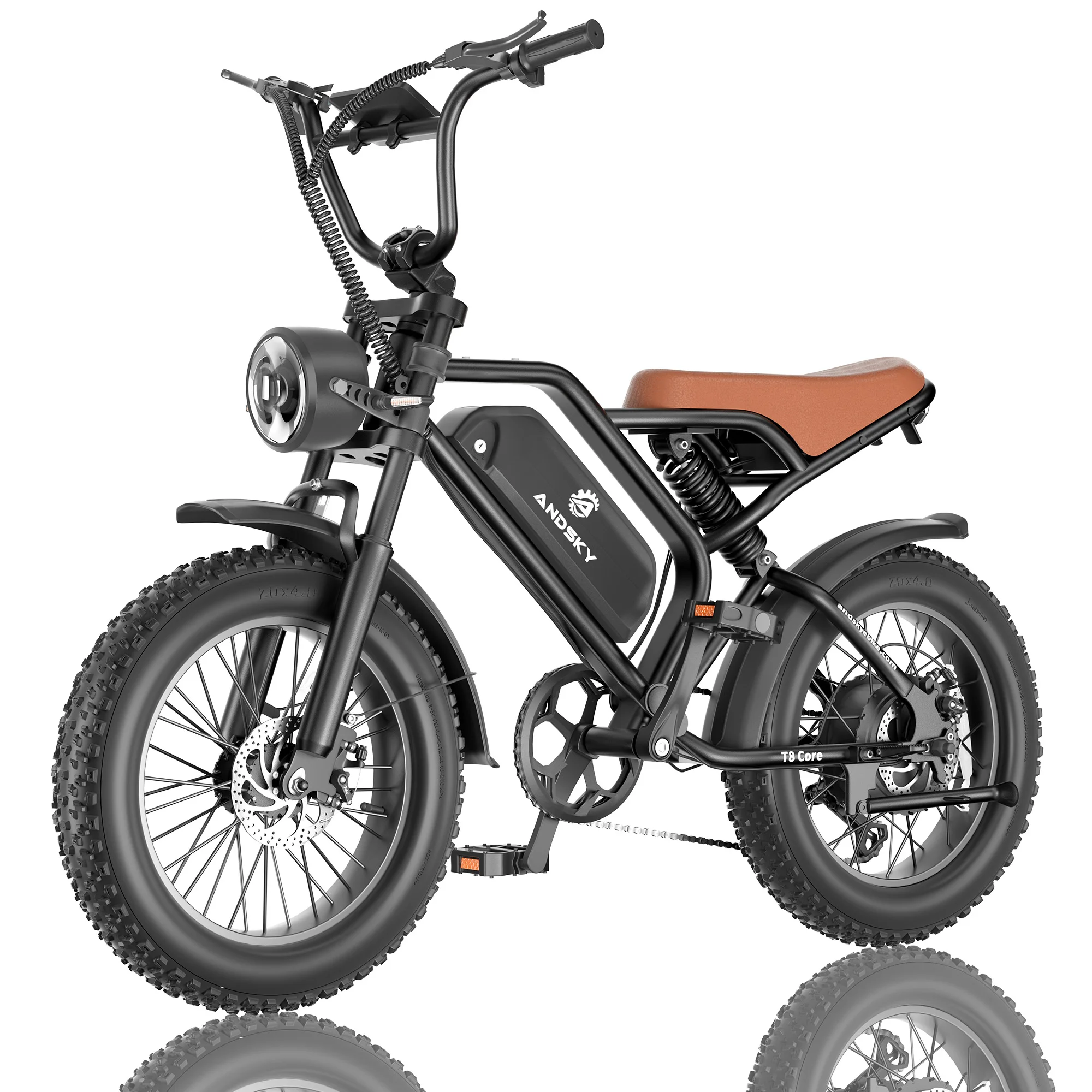 ANDSKY T8 Core 1500W Electric Bike 7-Speed Off-Road Ebike 20" X 4" All-Terrain Fat Tires 28MPH 60 Miles Long Range 48V 16Ah Battery Electric Mountain Bicycle