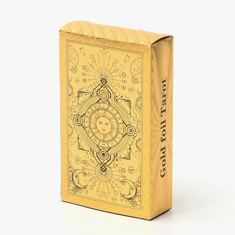 Gold Foil Tarot Card for Divination Board Game, Luxury Brand, Bronzing, PVC, Waterproof, Wear-resistant, Board Game Card