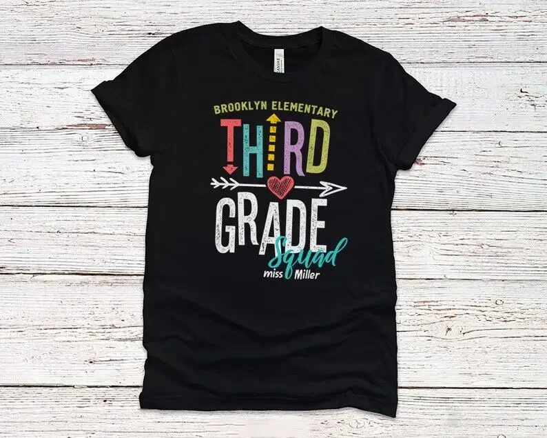 

Personalized Teacher Team T-Shirt Third Grade Squad Shirt School matching custom teachers Tee Cotton O NeckShort-Sleeve Tops