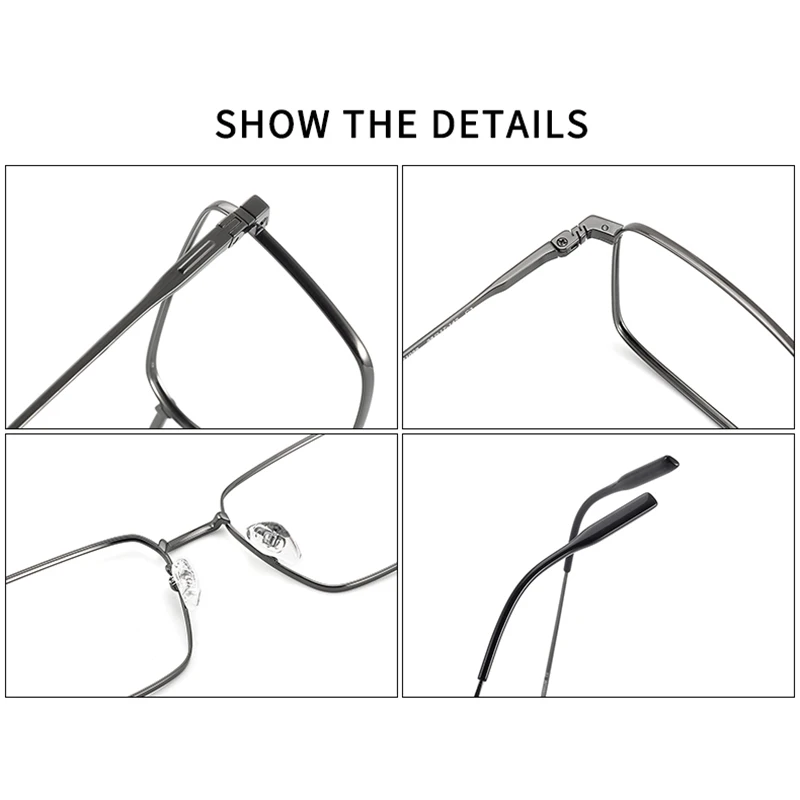 SZTZX Business Full Frame Pure Titanium Glasses Men's Square Reading Glasses Anti Blue Light Prescription Color Changing Glasses