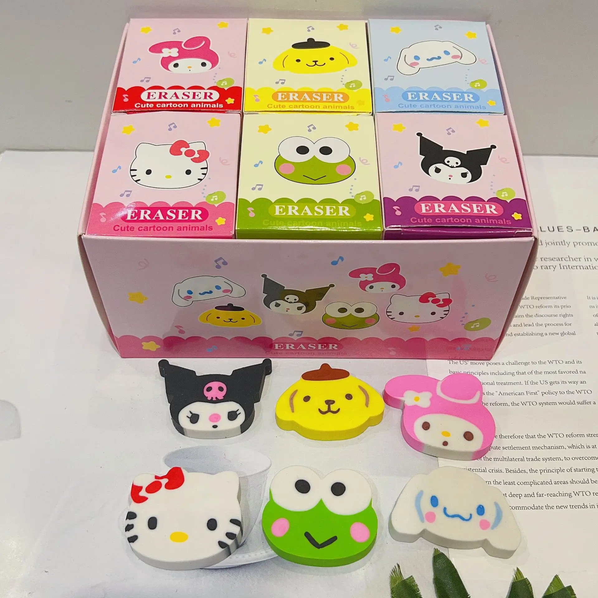 

New Cartoon Sanrio Hello Kitty My Melody Cinnamoroll Kuromi Modeling Eraser Cute Eraser Student Stationery Gifts