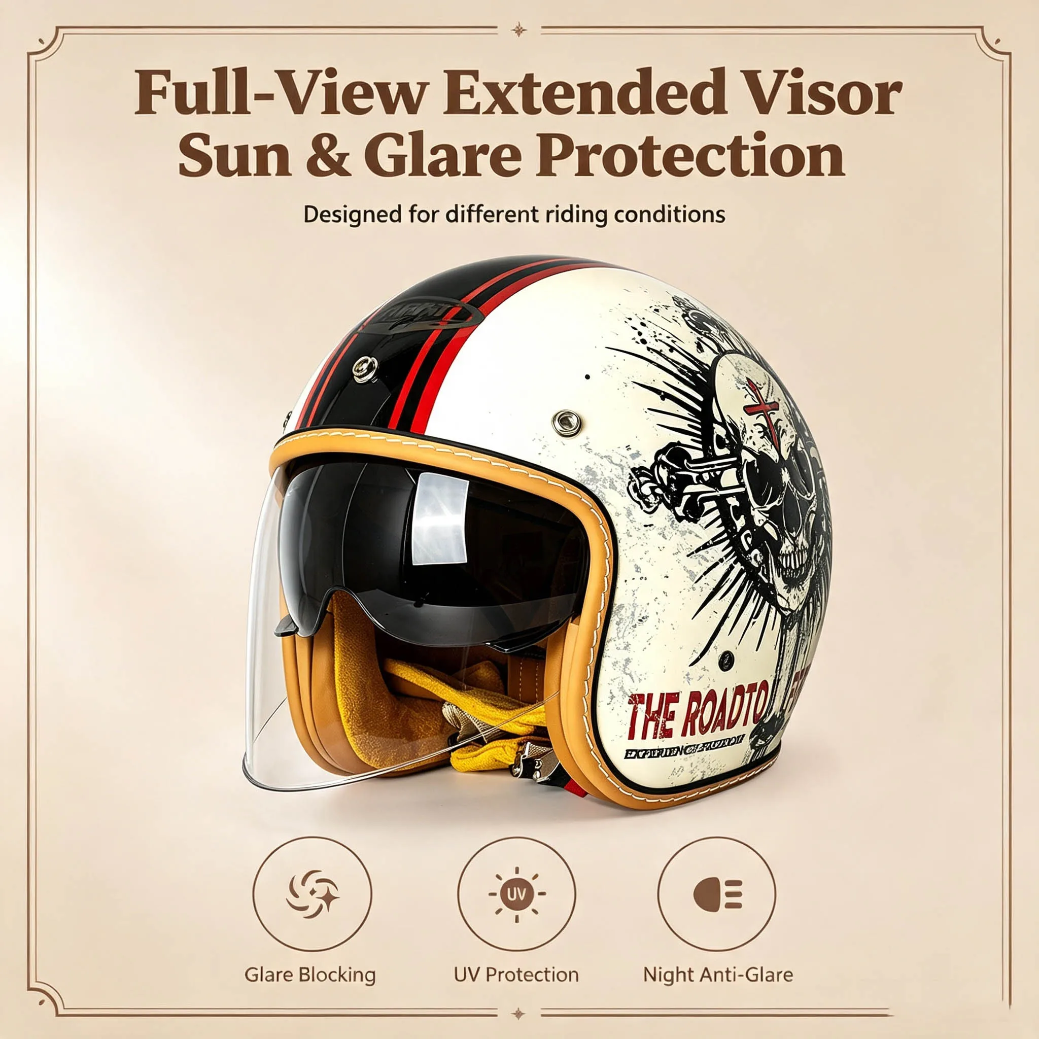 Suitable for all seasons, unisex, scooter and cruiser electric bike helmet, wear-resistant and impact-resistant riding safety helmet