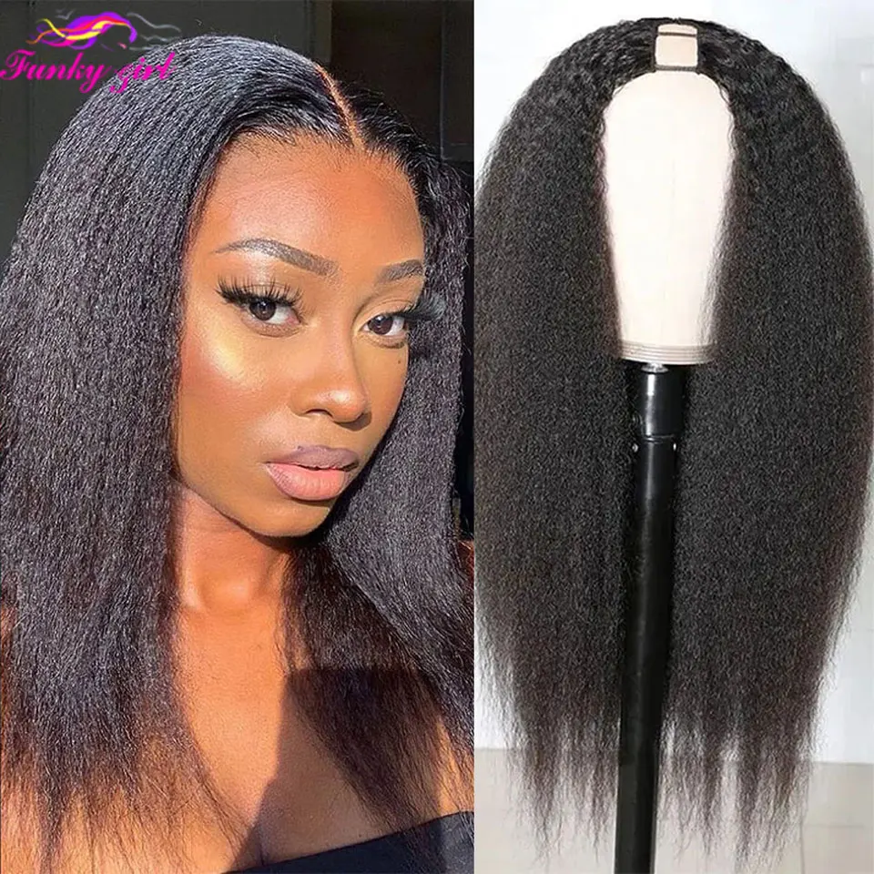 

Kinky Straight U Part Wig Human Hair Wigs For Women Yaki Straight Upart Human Hair Wigs Brazilian Remy Straight 180% Density Wig