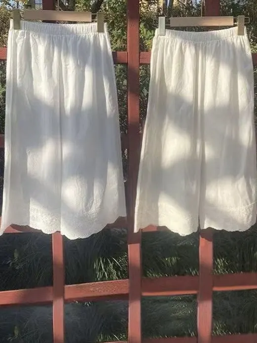 

Ретро-брюки из хлопка и льна с вышивкой, женские свободные повседневные широкие брюки с высокой талией на резинке, лето 2025