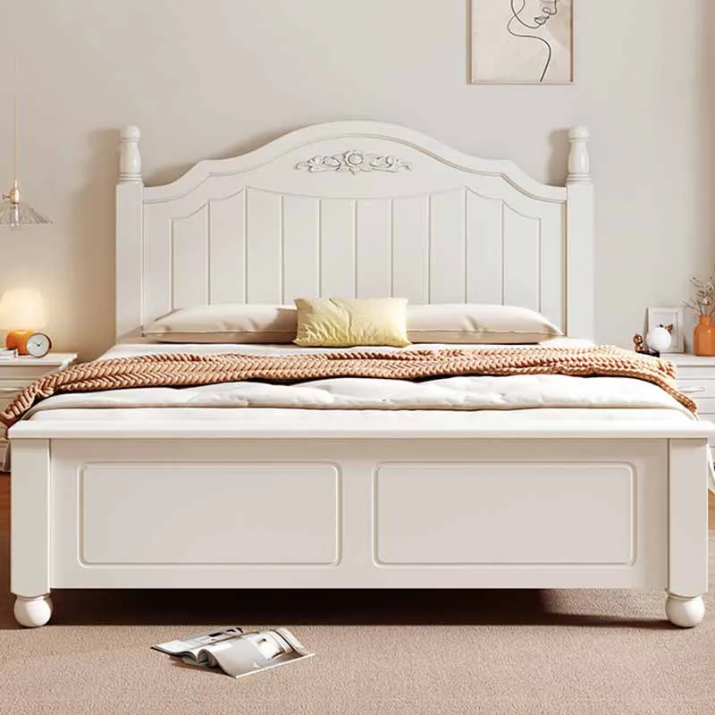 High End Bedroom Double Bed Waterproof Kawaii European Modern Twin Beds Queen Luxury Wooden White Camas De Dormitorio Furniture