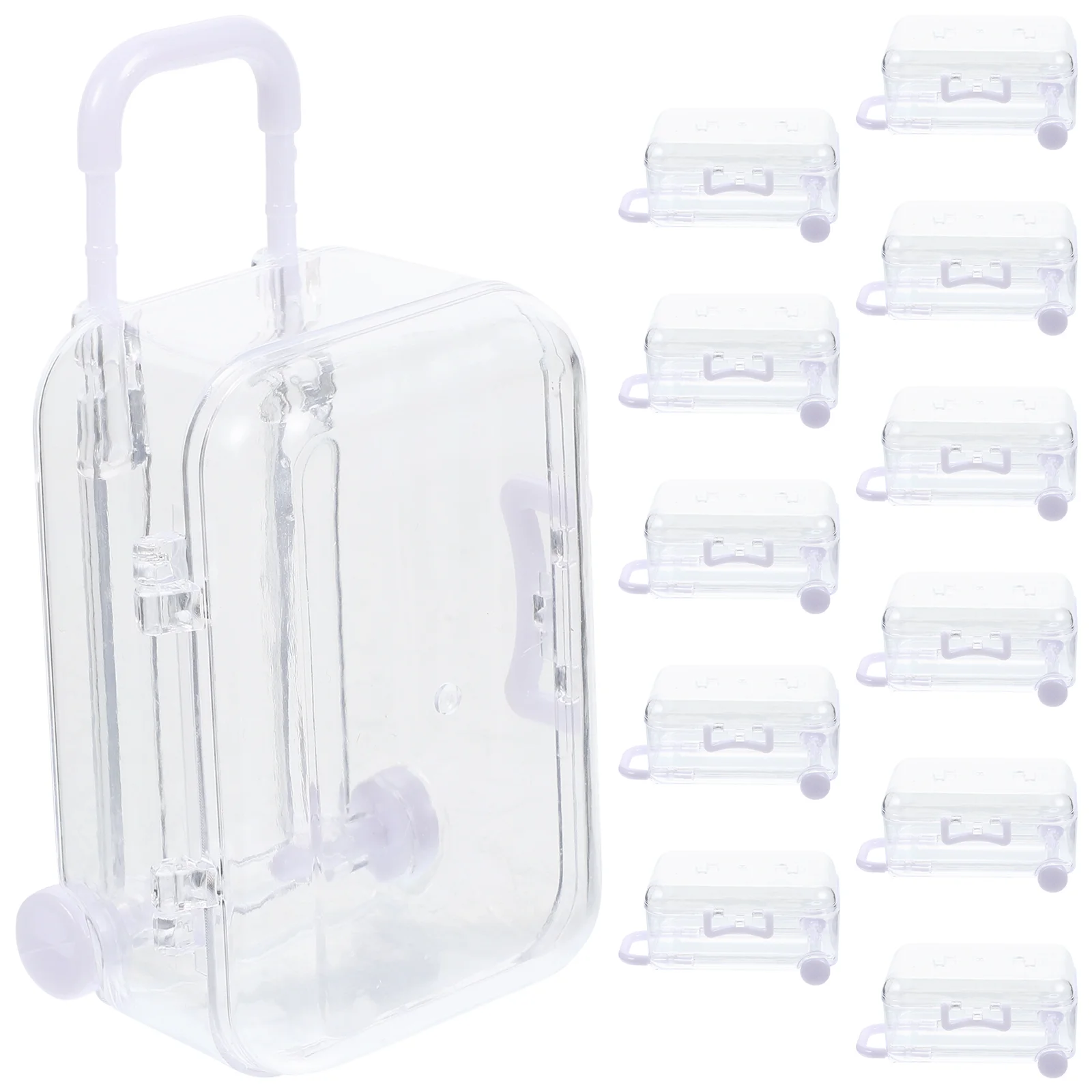 

12 Pcs Mini Suitcase Candy Boxes White Small Transparent Travel Themed Party Favor Decorations Versatile Gift Packaging Boxes