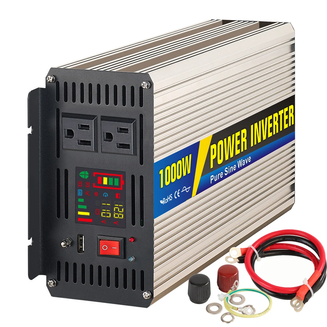 1000W Pure Sine Wave DC-AC Inverter For Car Off Grid High Frequency Inverter For House Solar Inverter For Car& Boat
