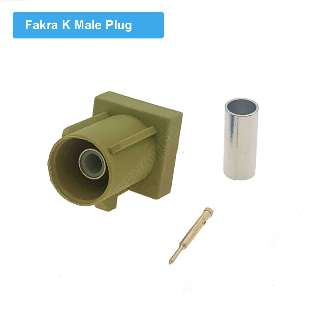 Gurry Fakra K Connector Male Plug / Female Jack RAL7031 RF Coaxial Soldering Wire Connectors for RG316 /RG174 Pigtail Cable