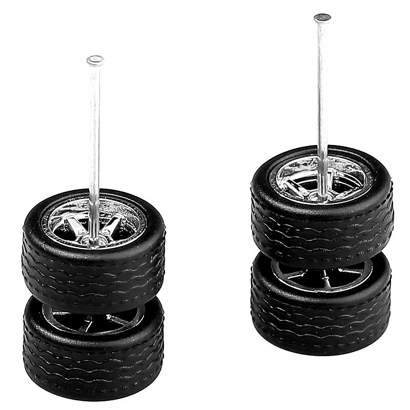 11mm 1/64 Alloy Car Wheels With Rubber Tires Model Modification Front Rear Tires For 1:64 Matchbox/Domeka/HW/Model Cars Off-road