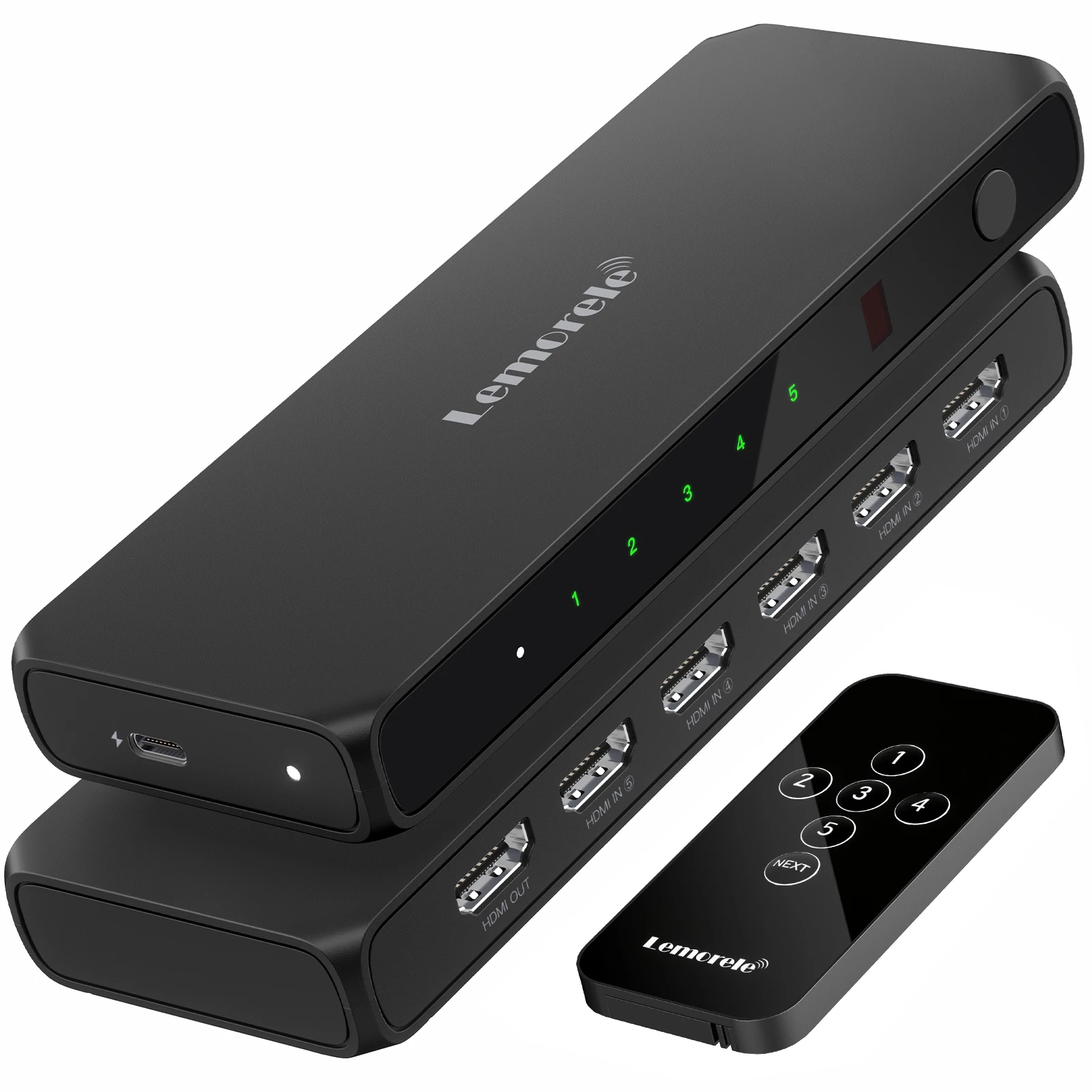 Lemorele G96 Hdmi Switch 5 In 1 Uit 4K @ 30Hz Hdmi Met Remote 5 Port Hdmi Switch Splitter Hdcp2.3 Voor Xbox Ps5/4 Pc Tv
