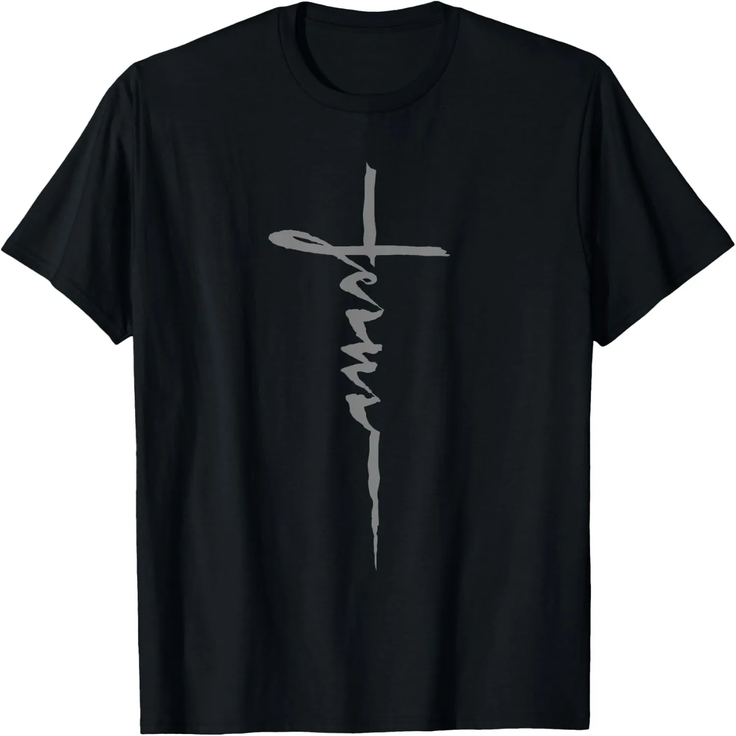 Jesus Christian Cross Art Cursive Inspiring Gift Men Women T-Shirt Small