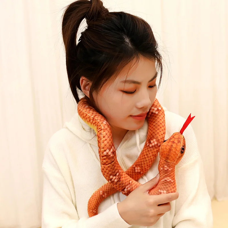 Jouet en peluche serpent couronnant de 120cm, Animal effrayant sauvage coloré, oreiller Long, cadeau pour hommes