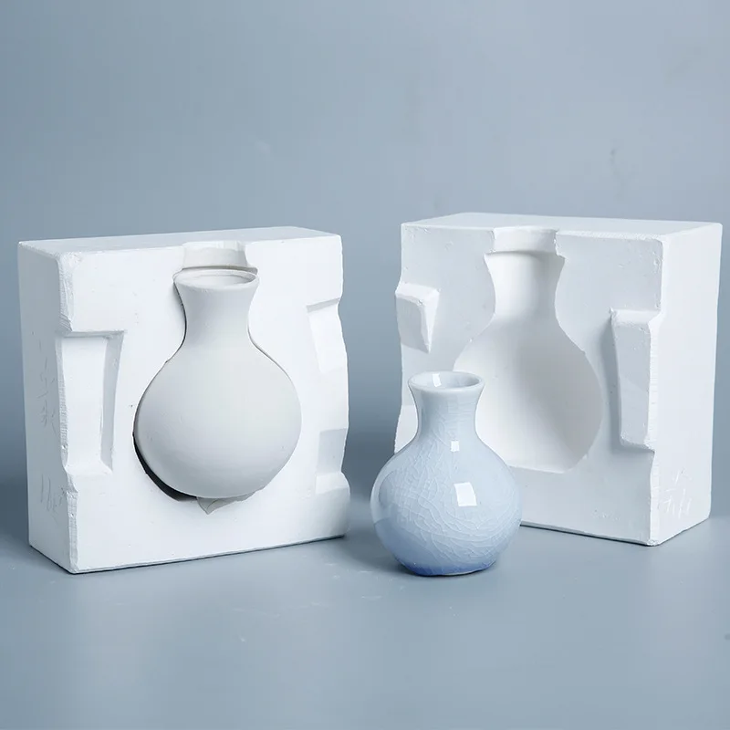 Imagem -04 - Jingdezhen Cerâmica Pequeno Vaso Molde de Gesso Manual Faça Você Mesmo Pintura Fluida Modelo de Rebocamento em Branco Elefante Garrafa Perna Derramando Ferramenta