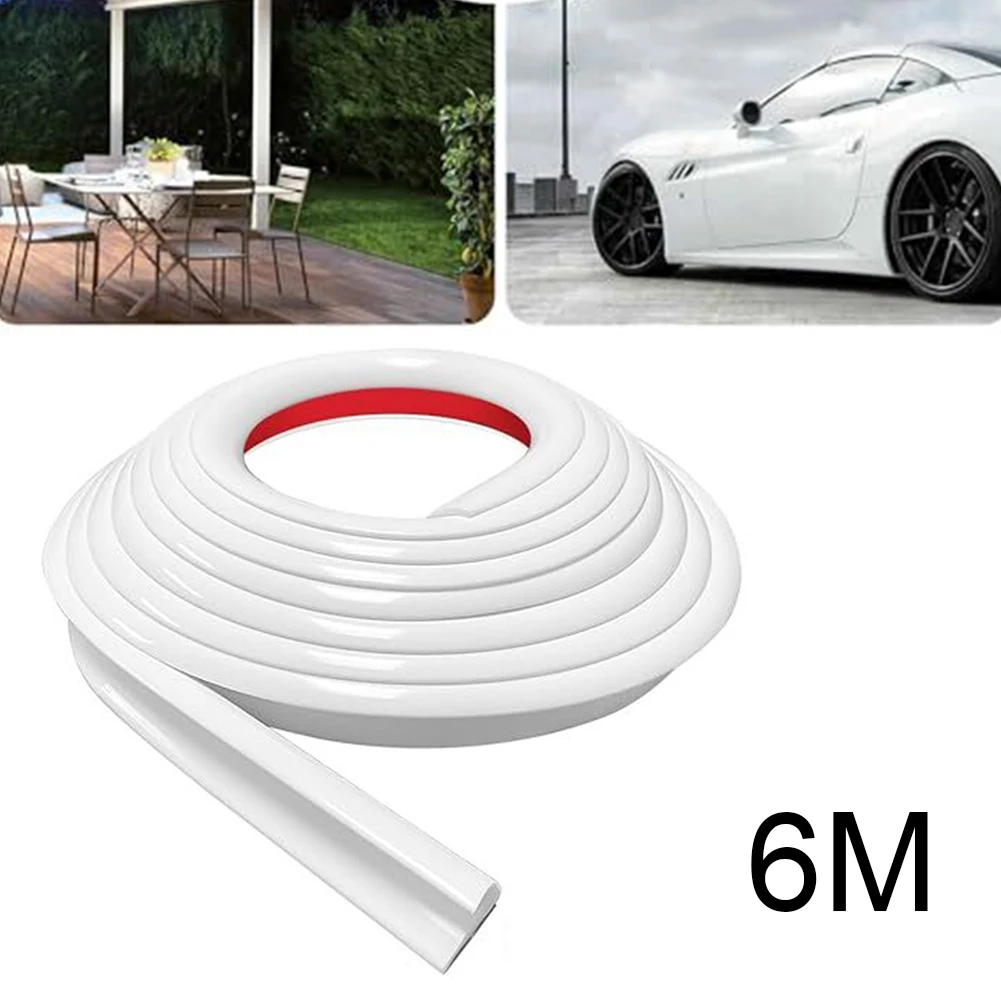 1Pc 6M RV Rain Gutter 1/2inch Height Drip Rail PVC Rain Strip Roof J Shape Rain Gutter Sealing Strip For Rv Camper- Accessories