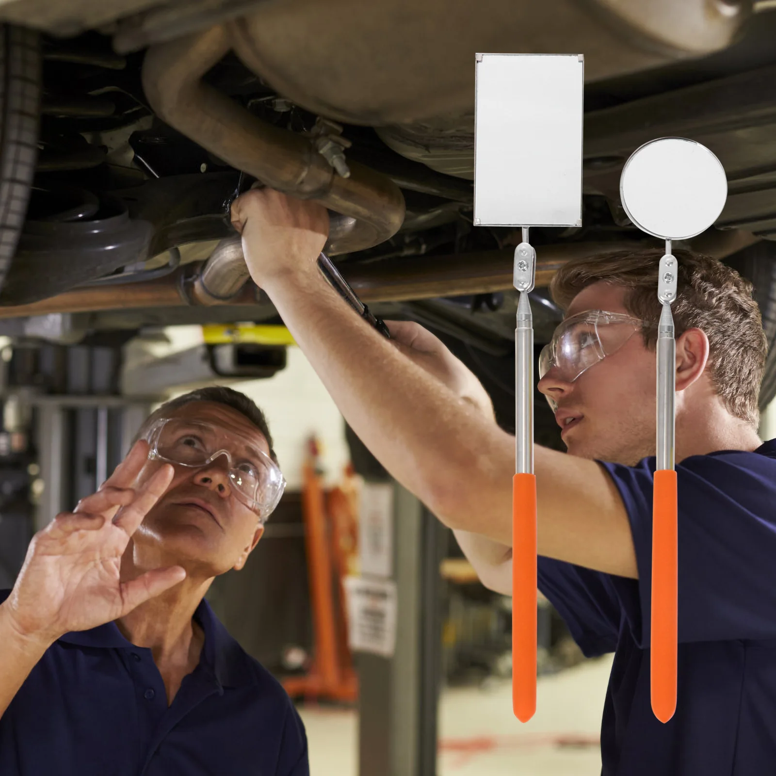 2 Stuks Auto Inspectie Spiegel Telescopische Swivel 360 Graden Uitschuifbare Tool Voor Automotive Motor Onderstel Hvac Systeem Dode