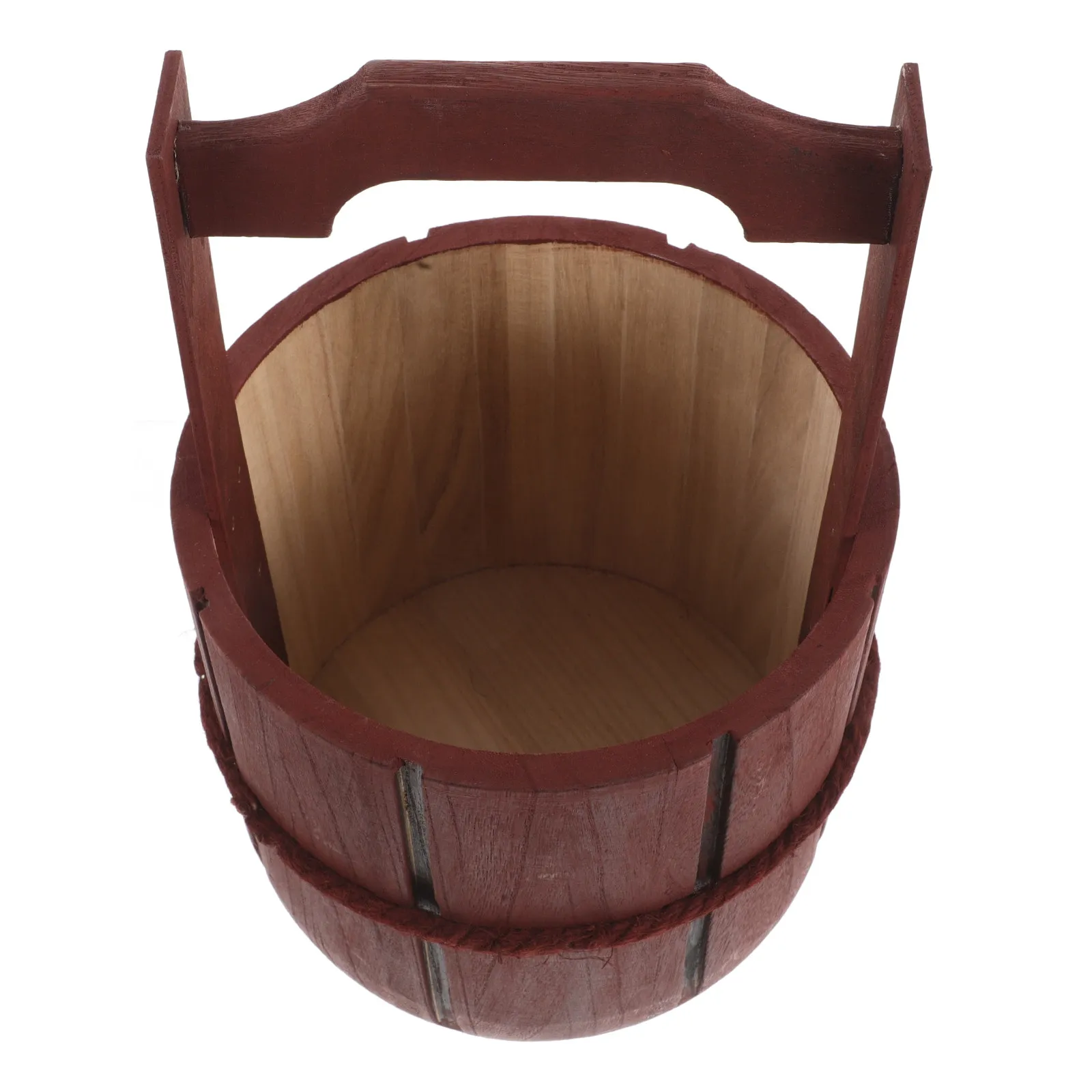 Rustic Wooden Bucket Children Dance Prop Lightweight Sturdy Performance Prop for Outdoor Garden Flower Pot Patio Yard Decor
