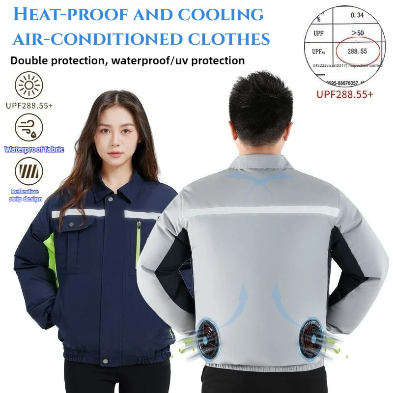 

Summer Cooling 4Fan Jacket Men's Air Conditioning Refrigeration Clothes Women Overalls Jackets Waterproof UV-proof Fishing Coat