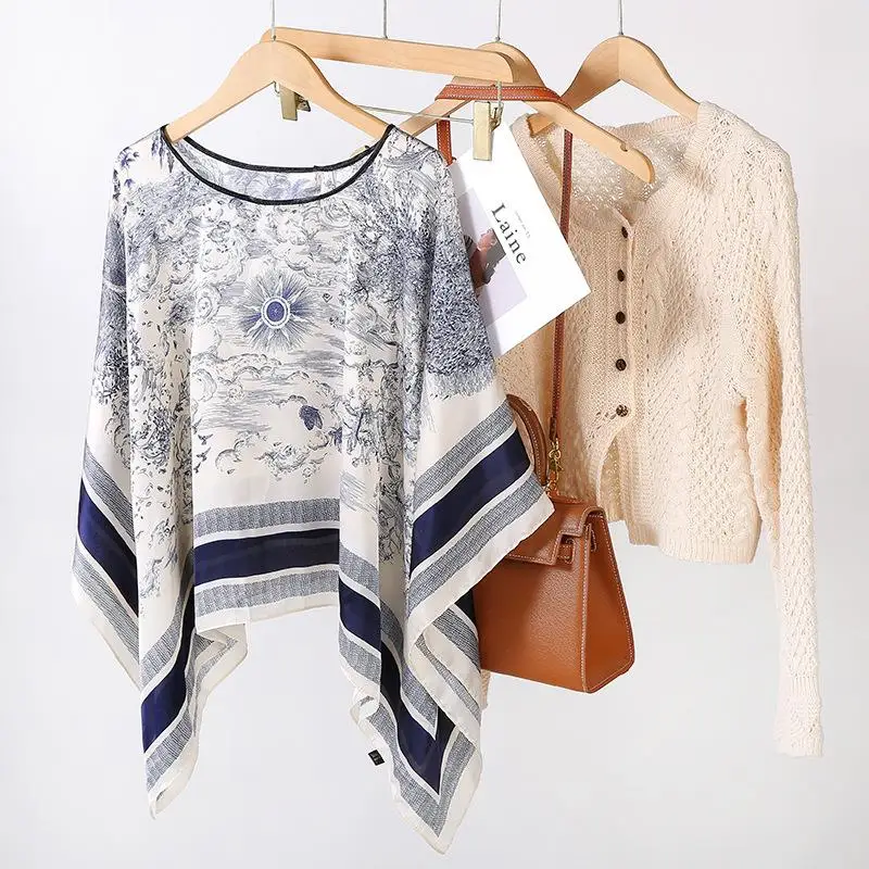 

Women's Printed Pullover Li Brocade Sun Protection Scarf Silk Simulation Summer Faion Accories ex Other Sle