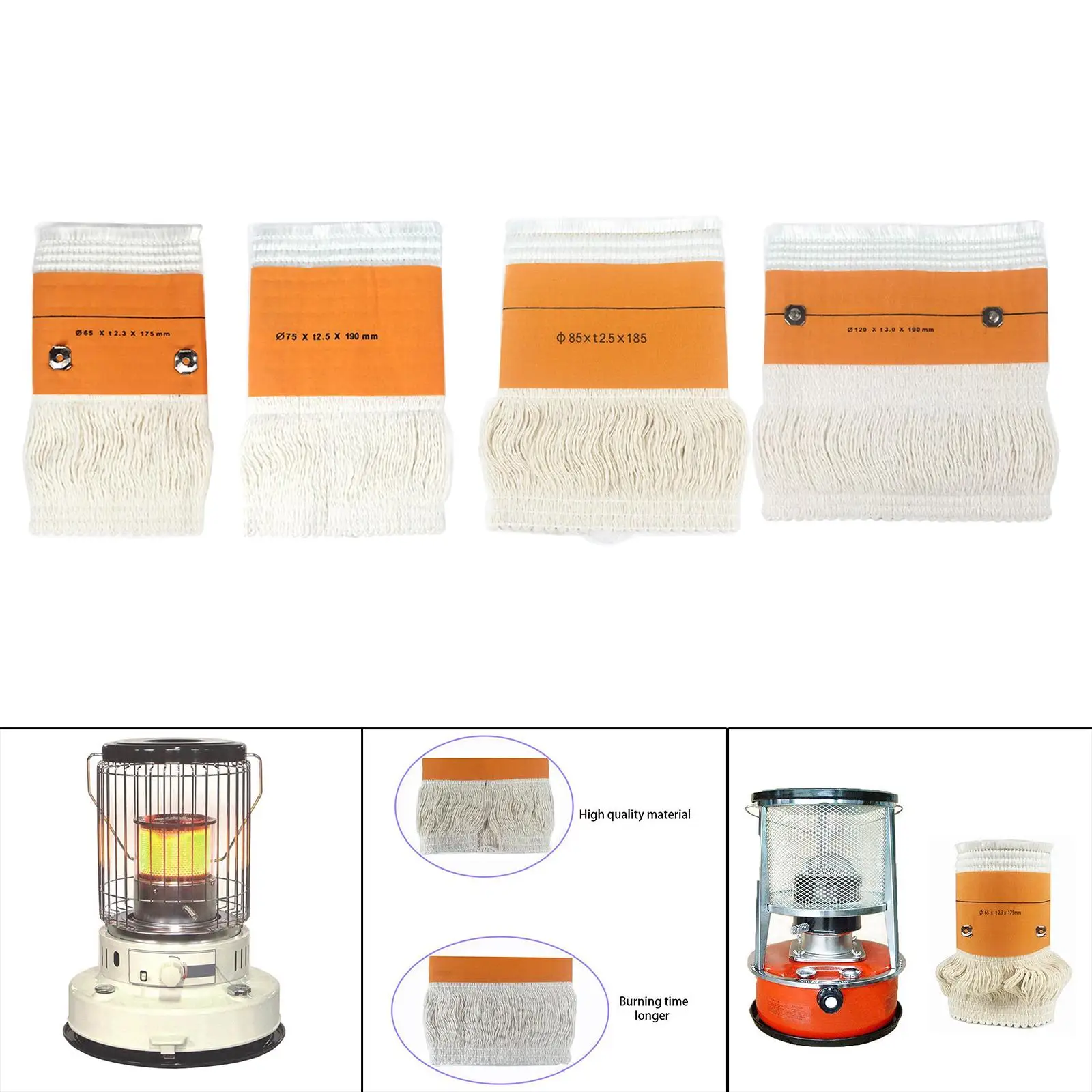 Wick Cotton Glass Fiber Oil Lamp Yarn Smokeless Heater for Outdoor