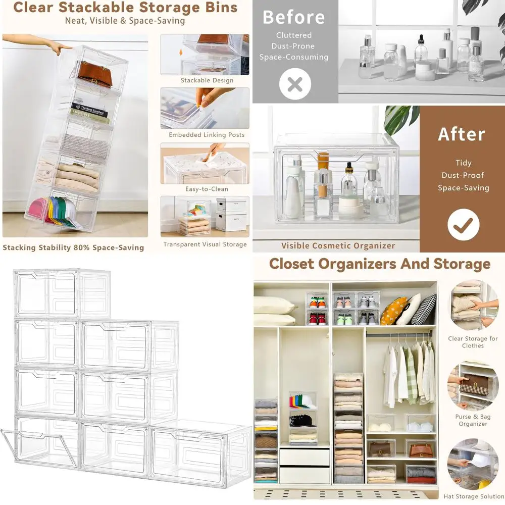 

Набор из 8 прозрачных акриловых контейнеров для хранения с магнитными дверцами для организации домашнего гардероба