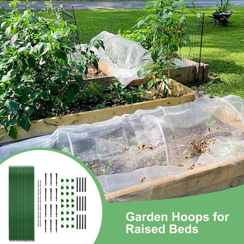 

Greenhouse Hoops Set Seedling Arch Shed Bracket Folding Fiber Rod Set Grow Tunnel Support Garden Netting For Row Plant Cover