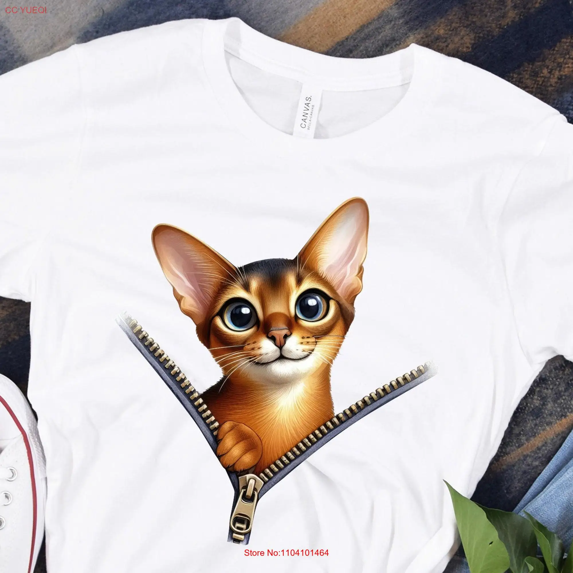 Abyssinian CaT T Shirt Zipper Mom or Dad Cats Lover for Men and Women long or short sleeves