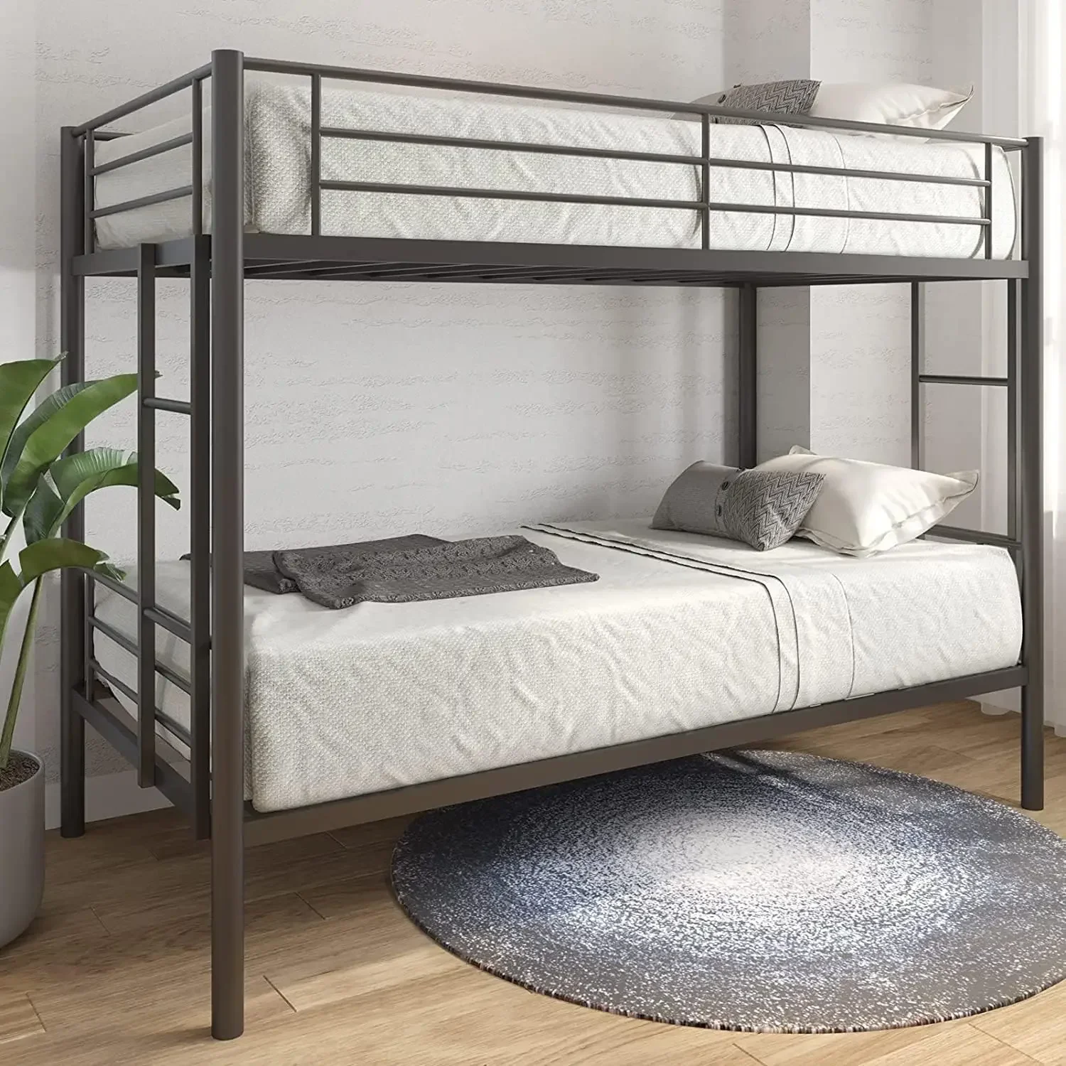 Metalen stapelbed Twin Over Twin Stevige, robuuste stapelbedden met 2 zijladders, ruimtebesparend, geen boxspring nodig, voor jongensmeisjes