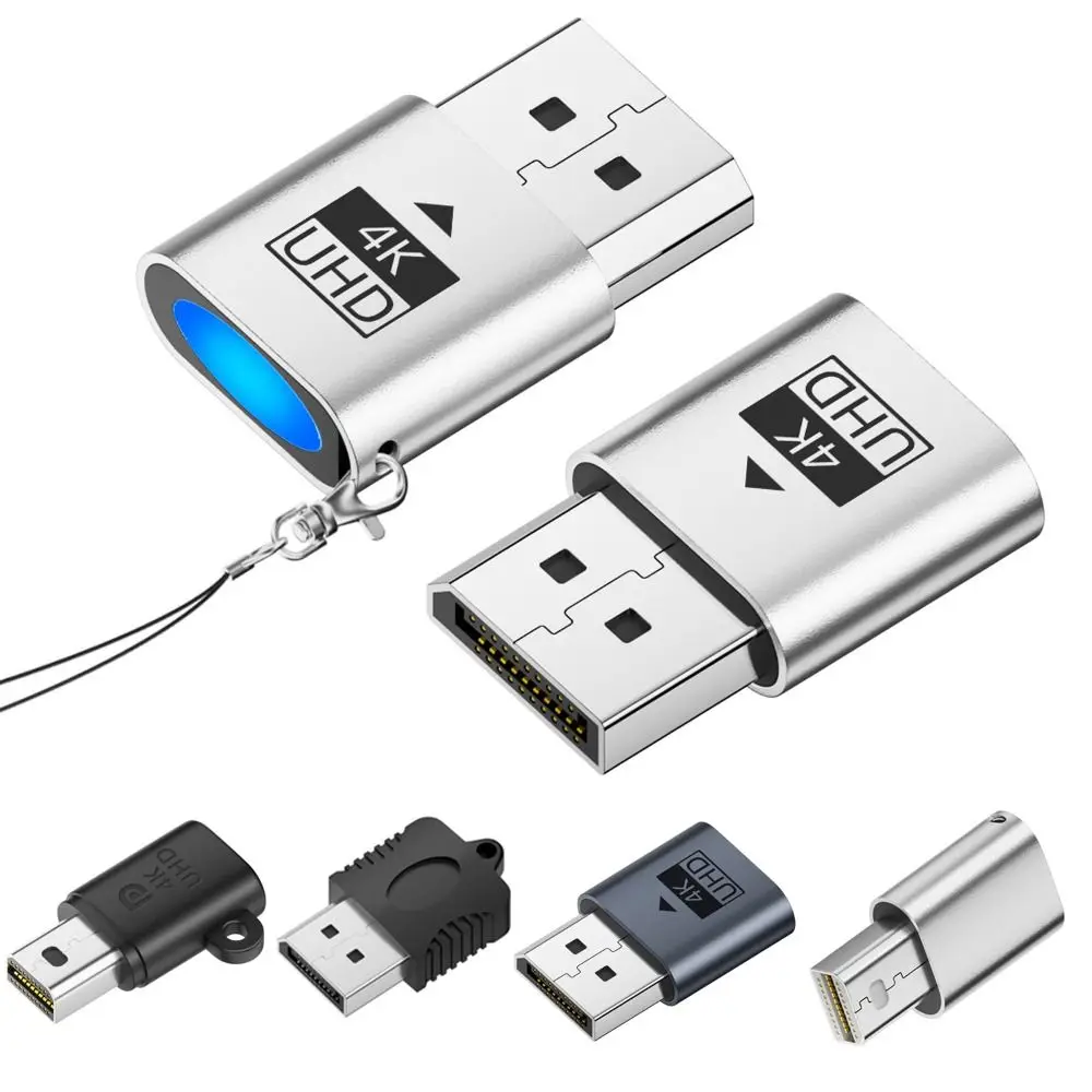 4K UHD DP Dummy Plug 1080P 60HZ Indicator Light MINI DP Ghost Adapter Fake Load Plug and Play Virtual Display Emulator