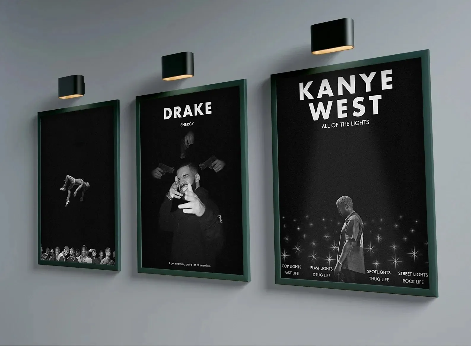 Pop Hip Hop Rapper Kanye West Drake J.Cole Posters for Room Black & White Aesthetics Art Home Wall Decor Canvas Painting Picture